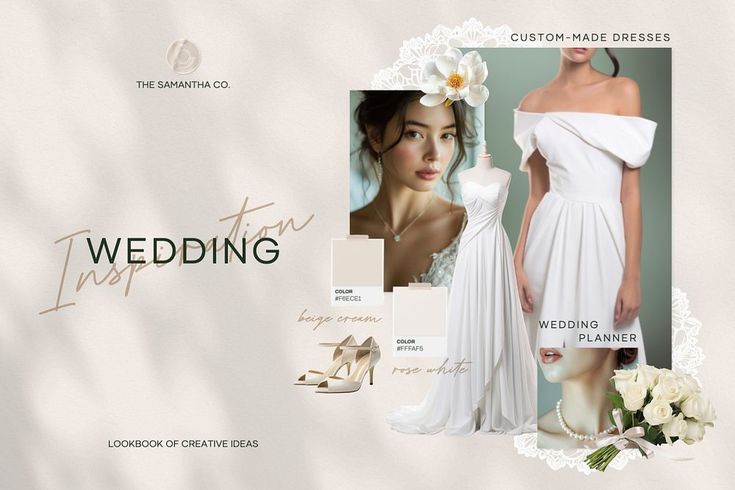 Aesthetic wedding mood board mockup, editable design